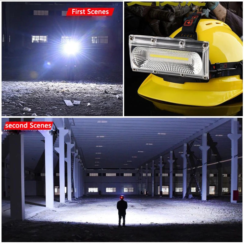 High Light COB Headlamp Usb Rechargeable Torch Outdoor Waterproof 18650 Head Flashlight Camping Fishing Lantern Head Front Light