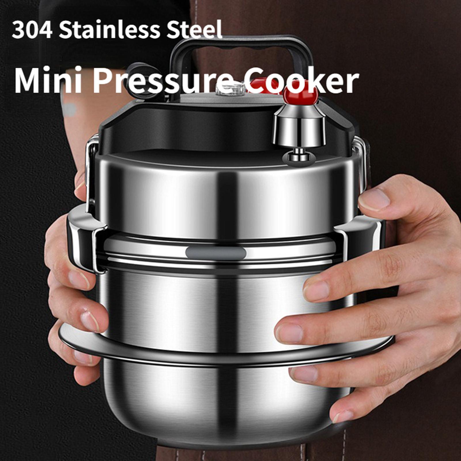 1.6L Mini Pressure Cooker Cooking Pot Camping Pressure Canners Rice Cooker Stainless Steel Cookware for Kitchen Outdoor Camping