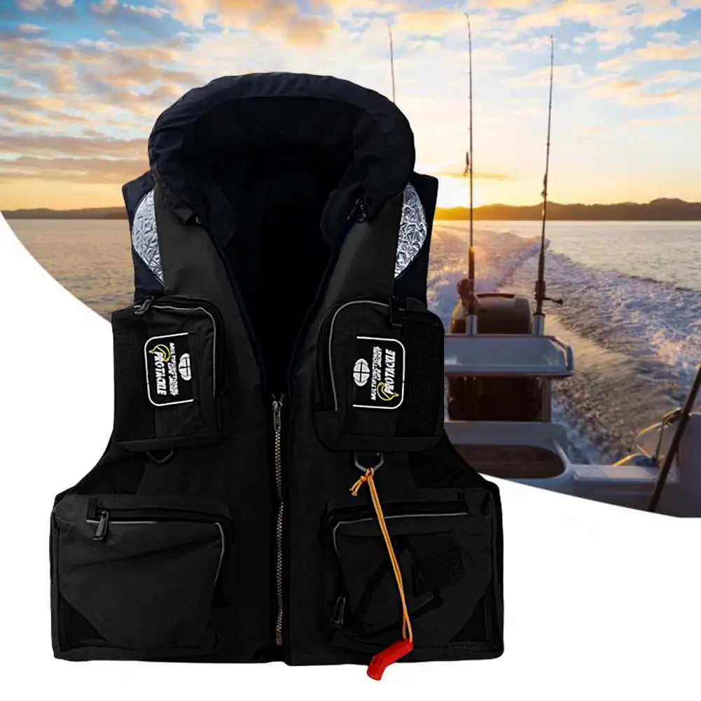 Professional Fishing Life Vest Multi-pocket Detachable Large Buoyancy Assist Comfortable Adults Sea Fishing Safety Life Jacket