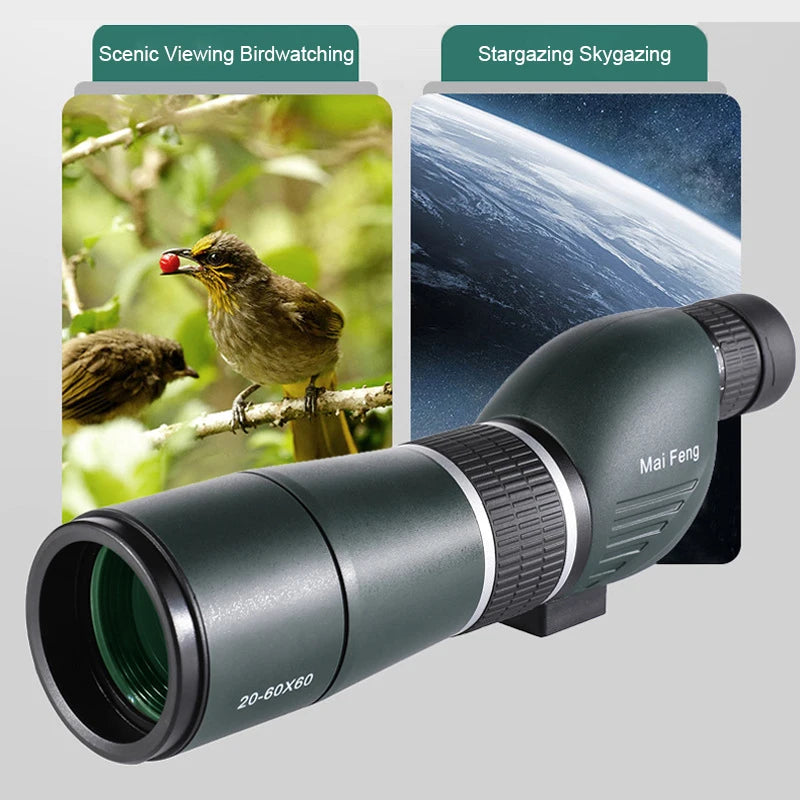 20-60X60 Spotting Scope Zoom Monocular Powerful Telescope Bak4 Prism Waterproof Anti-Fog For Camping Bird Watching Landscape