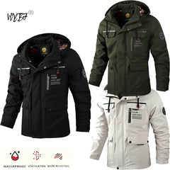 Fashion Men's Casual Windbreaker Jackets Hooded Jacket Man Waterproof Outdoor Soft Shell Winter Coat Clothing Warm Plus Size