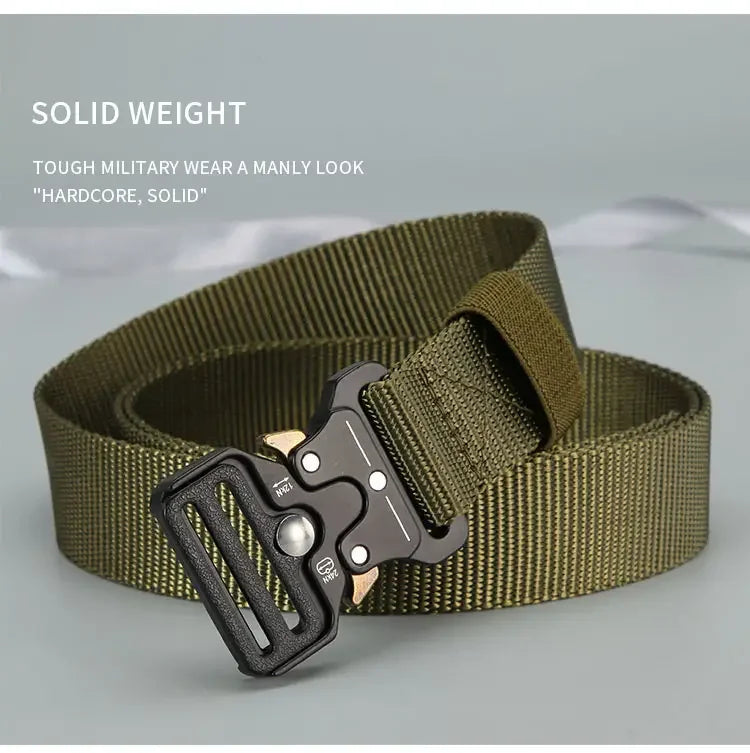 Men's new tactical high weight and wear-resistant alloy buckle nylon waist belt outdoor belt work clothes canvas elastic belt