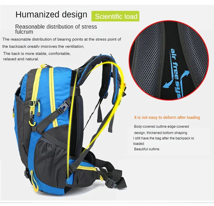 2023 Waterproof Climbing Backpacks Rucksack 40LOutdoor Sports Bag Travel Backpack Camping Hiking Backpack Women Trekking Bag Men