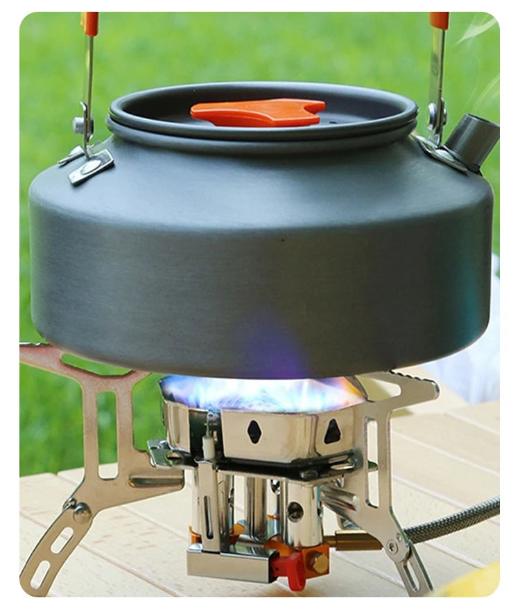 Outdoor portable stove head windproof three-head stove split folding stove head stainless steel climbing camping stove head