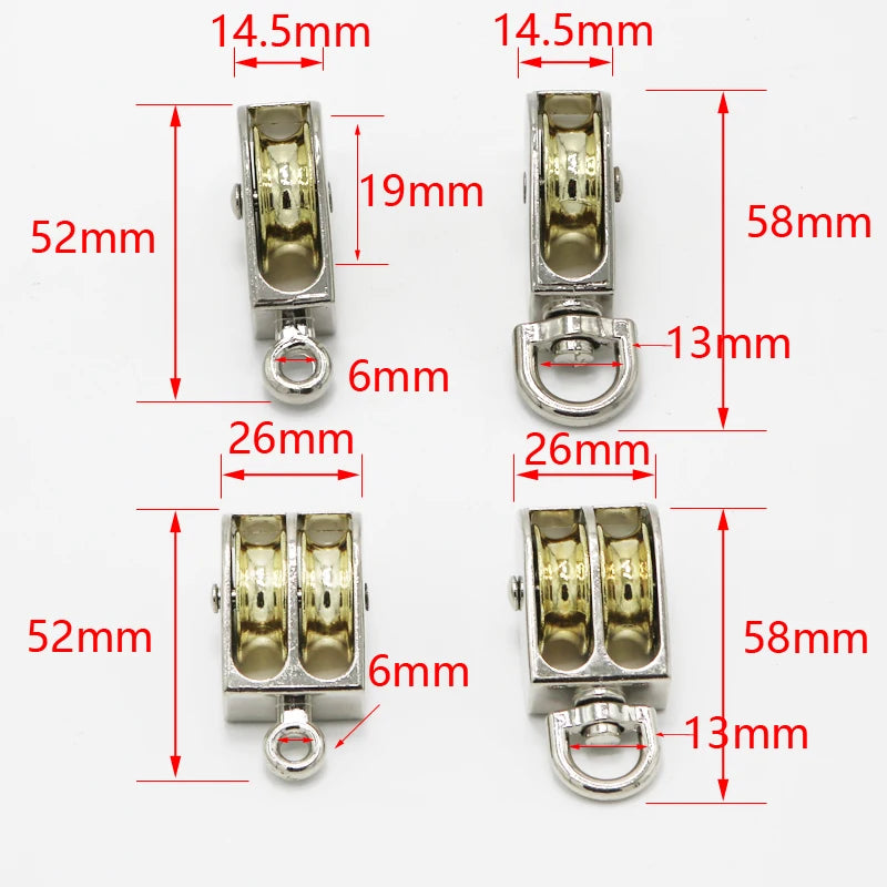 36/48/52/58/75/86mm Mini Pulleys Metal Sheave Zinc Alloy Katrol Wiel  Lifting Rope Roller Pulley Wheel Climbing