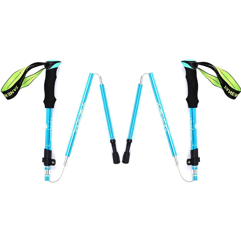 5-Section Outdoor Fold Trekking Pole Camping Portable Walking Hiking Stick For Nordic Elderly Telescopic Club Easy Put Into Bag