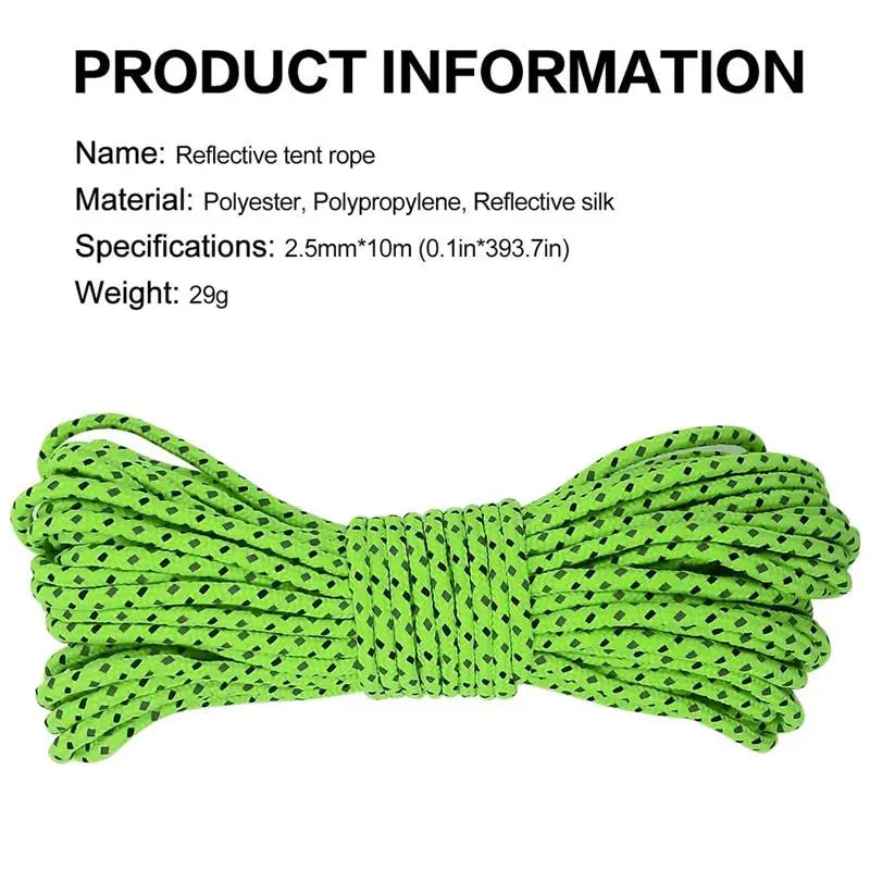 Camping Rope 5m Luminous Nylon Windproof Fluorescent Reflective 2.5mm Tent  Cord for Outdoor Hiking Climbing  Lanyard