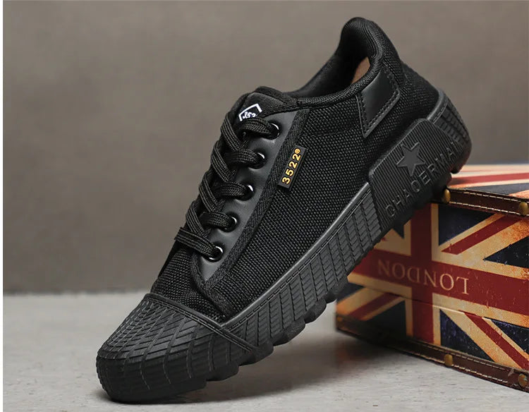 Canvas Sneakers Men Wear-resistant Sport Shoes Men Lace-Up Walking Shoes Climbing Work Tactical Sneakers Mens Casual Shoes