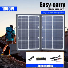 50-1000W Solar Panel Kit 18V Complete Camping Foldable Solar Power Station Portable Generator Charger for Car Boat Caravan Camp