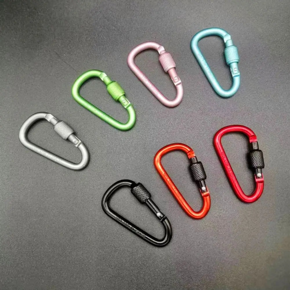 4Pcs Outdoor Screw Lock Buckle D Carabiner Clasp Keyring Clip Camping Kits Sports Rope Buckle Water Cup Buckle Climbing Tool