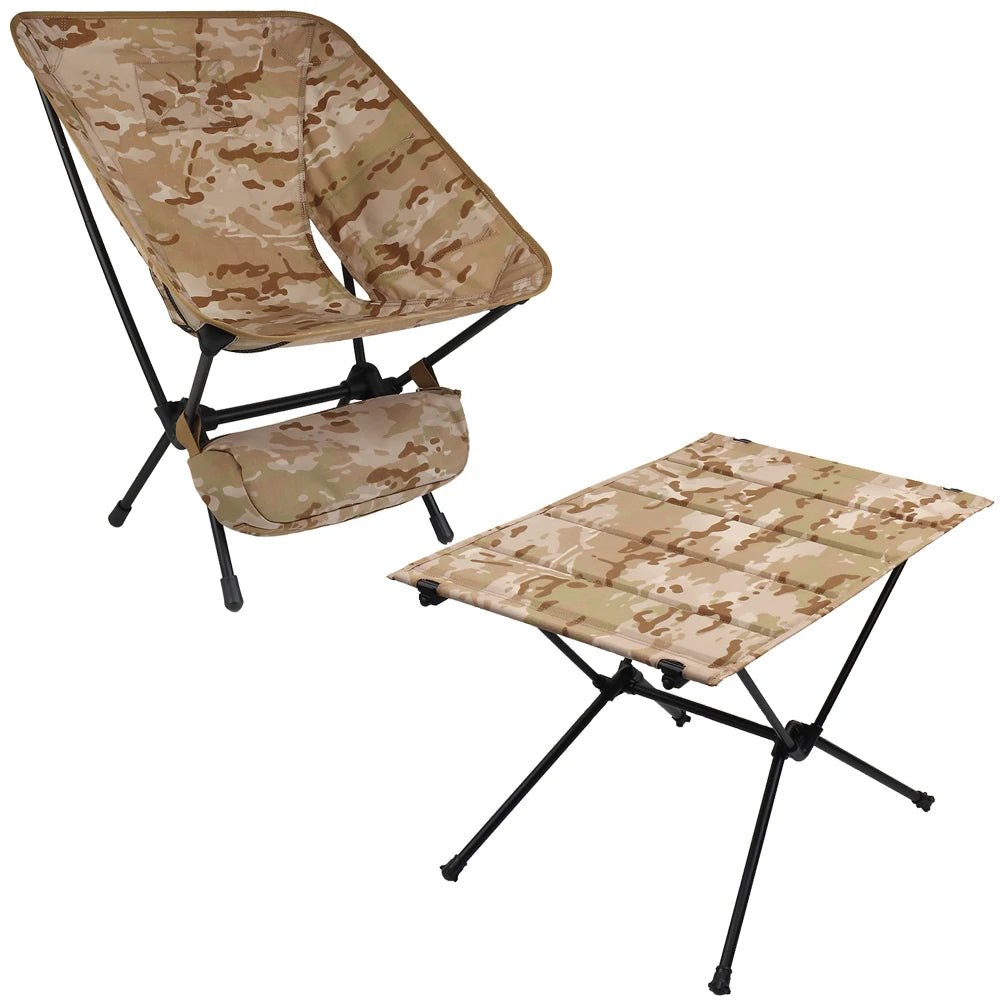 Tactical Outdoor Camping Fishing Folding Moon Chair Travel Hiking Picnic Barbecue Folding Table Military Hunting Portable Stool