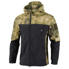 New Patchwork Soft Shell Tactical Hooded Jackets Mens Outdoor Waterproof Multiple Pockets Fleece Windbreak Male Caots Autumn