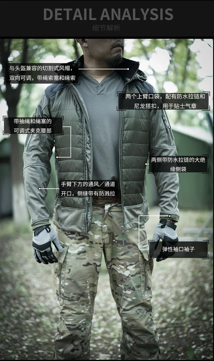 Tactical Soft Shell Hooded Jackets Mens Outdoor Warm Windproof Waterproof Multiple Pockets Hiking Camouflage Parkas Male ISG 2.0