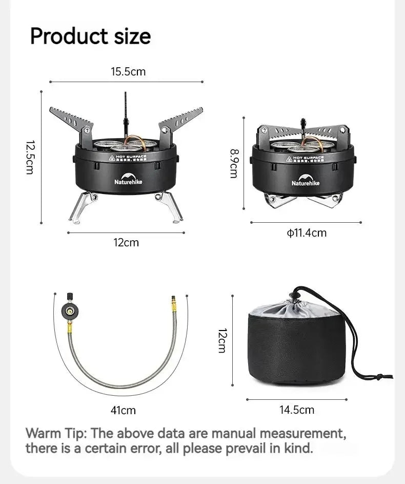 Naturehike Dark Star Gas Stove Three Burner Burner IGT Table Stove Top 3300W Outdoor Camping Picnic Electric-ignite Adjustable