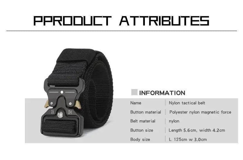 Men's new tactical high weight and wear-resistant alloy buckle nylon waist belt outdoor belt work clothes canvas elastic belt