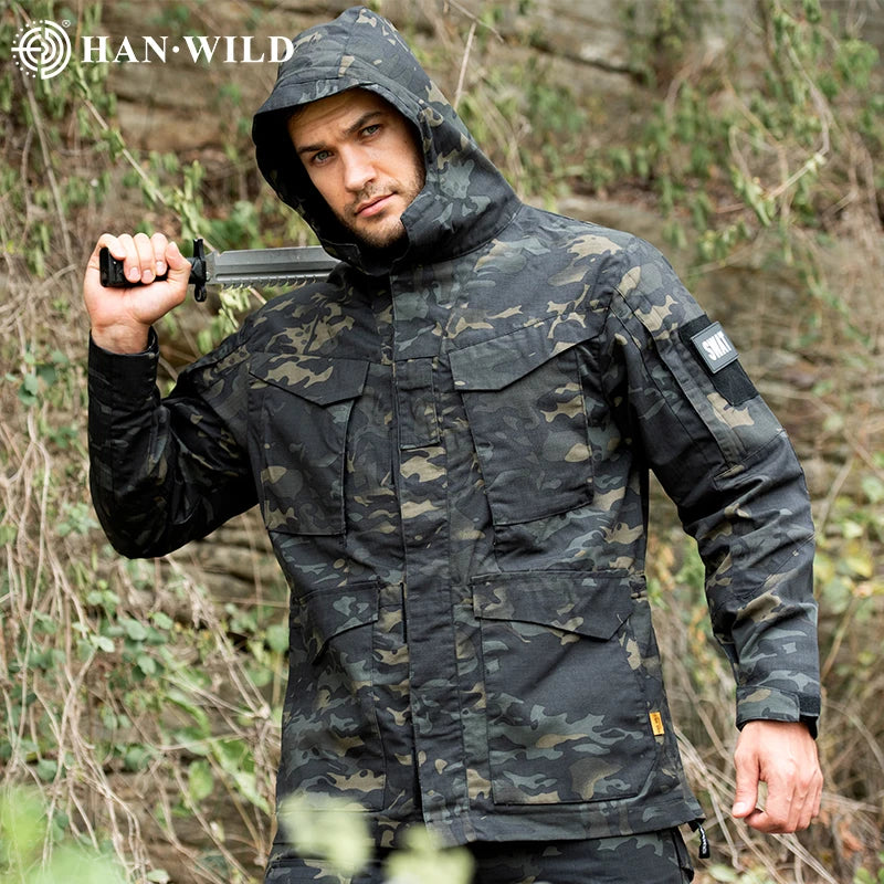 HAN WILD M65 Jacket Fans Combat Men Clothing Hunting Windbreaker Jackets Windproof Flight Pilot Coat Hood Climbing Jacket