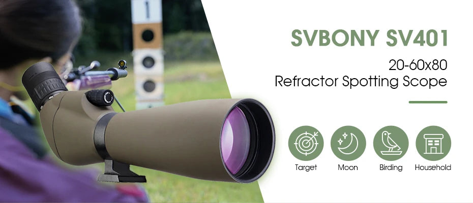 SVBONY Bird Watching Telescope SV401/SV411/SV13 20-60X80 Spotting Scope Waterproof Camping Equipment for Moon Target Shooting