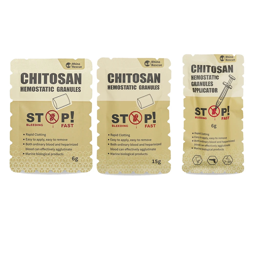 Chitosan Hemostatic Powder RHINO RESCUE Granular 6g/15g Hemostatic Granules Wound Dressing for Fast Bleed Control 2 Count