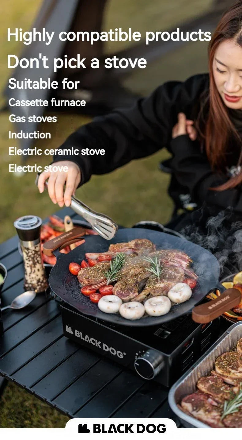 BLACKDOG Grill Pan Non-Stick Outdoor Camping Travel Frying Pan Barbecue Baking Tray Plate Cookware Large Free Grill Ultralight