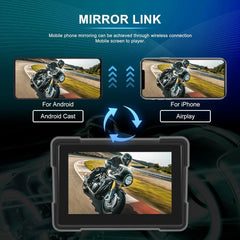 5" inch Motorcycles Navigation GPS DVR Wireless CarPlay Android Auto Portable Smart Display IPX7 Waterproof HD Recording Camera