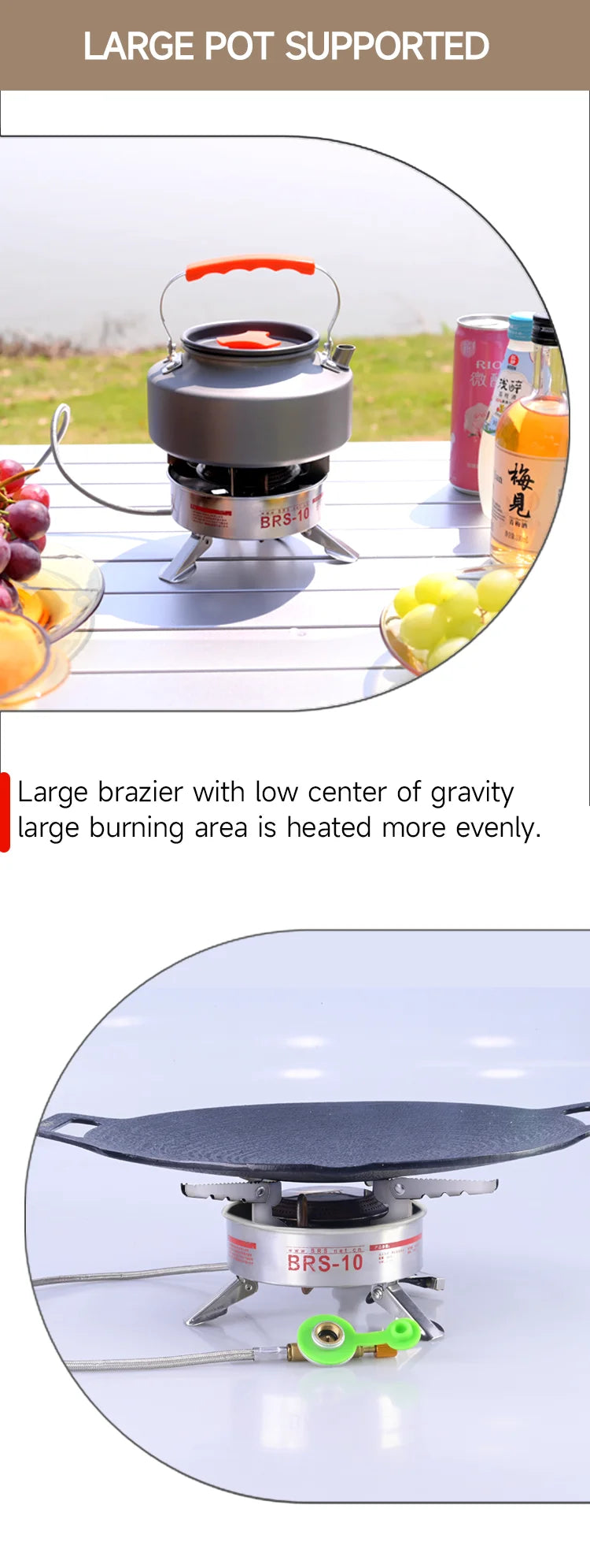 BRS-10 Folding High Power Camping Gas Stove Portable Big Burner Plate Cooker Tourist Burner Cookware Equipment  Furnace