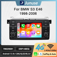 Junuse 7" Android 12 Radio For BMW S3 E46 Car Stereo Multimedia 318/320/325/330/335 M3 1998-2006 Wireless CarPlay AUTO GPS DSP