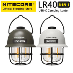 NITECORE 2-in-1 LR40 Camping Light Power Bank 100 Lumen 3 Light Sources Portable LED USB-C Rechargeable Camping Tent Lantern