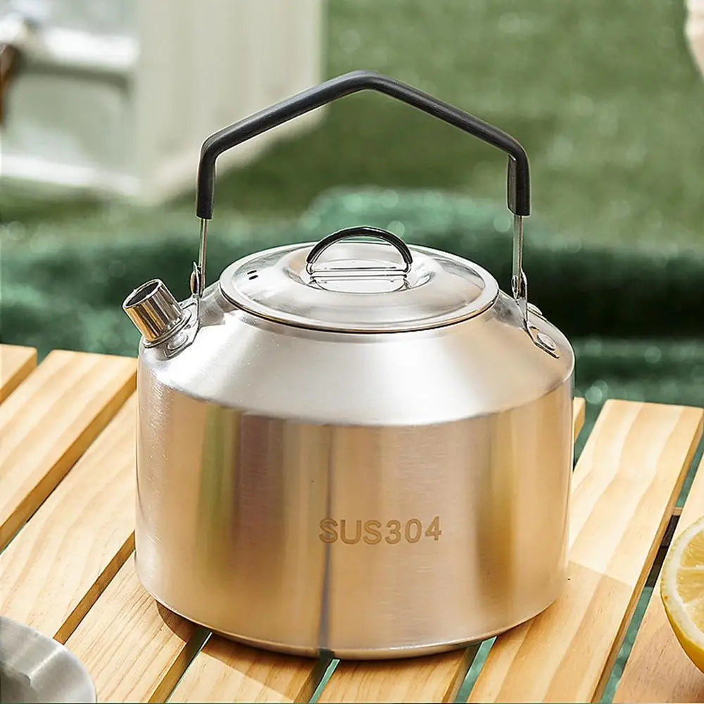 1L/1.5L Camping Water Kettle Outdoor Coffee Kettle Tableware Picnic Set Supplies Durable Camping Tea Kettle Tourism Cookware