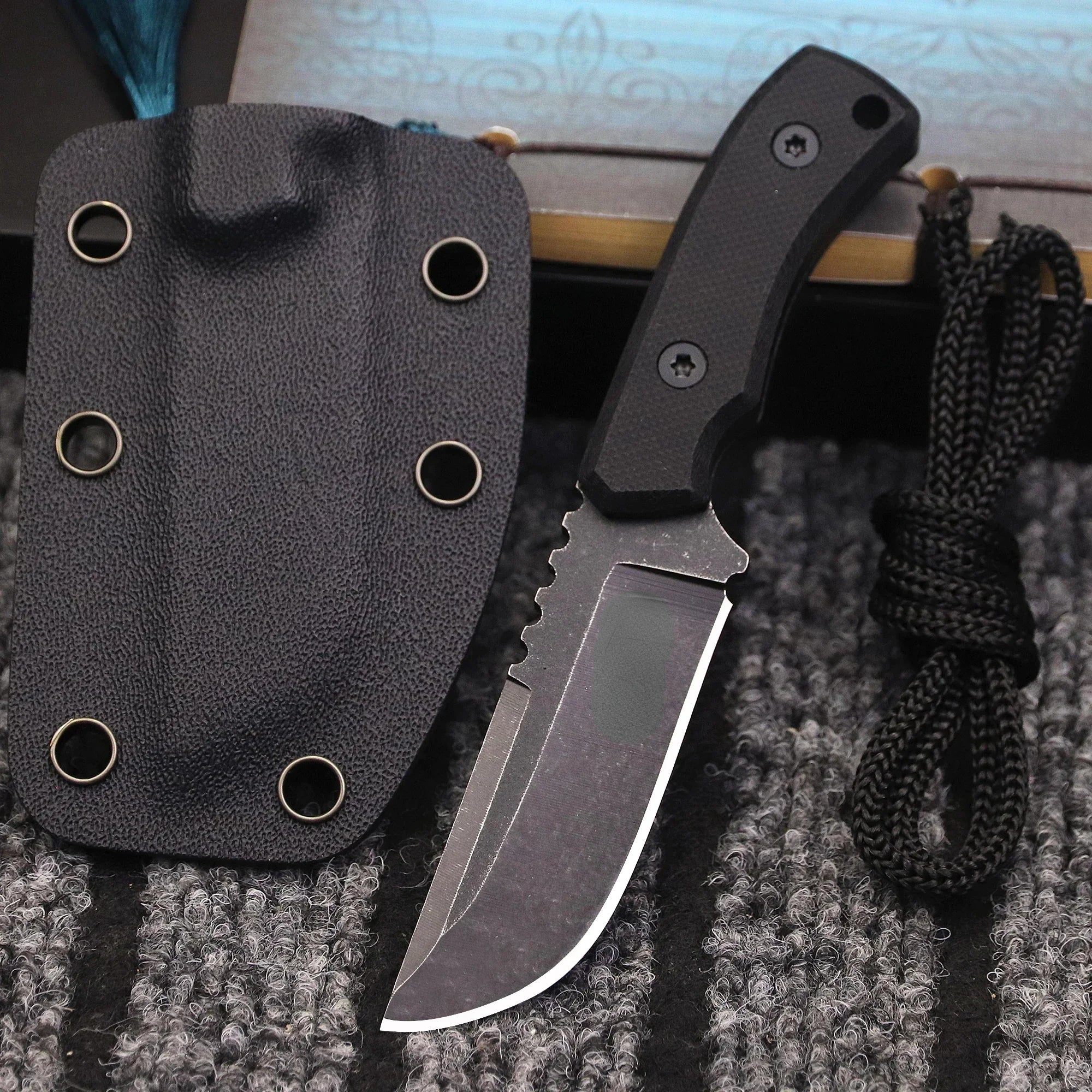 2024 NEW（ Full- Tang） Mini portable multi-purpose outdoor Straight Knife +K sheath, Jungle camping EDC tool knife