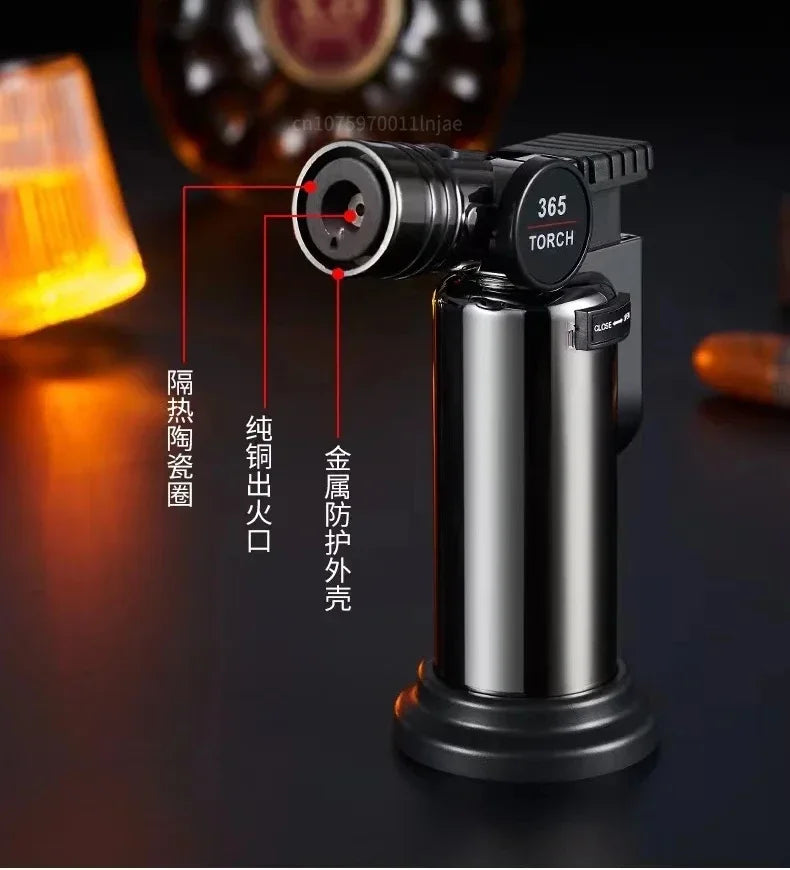 New Metal Double Flame Cigar Lighter Windproof Butane Gas Lighter Outdoor Camping Kitchen Barbecue Torch Lighter