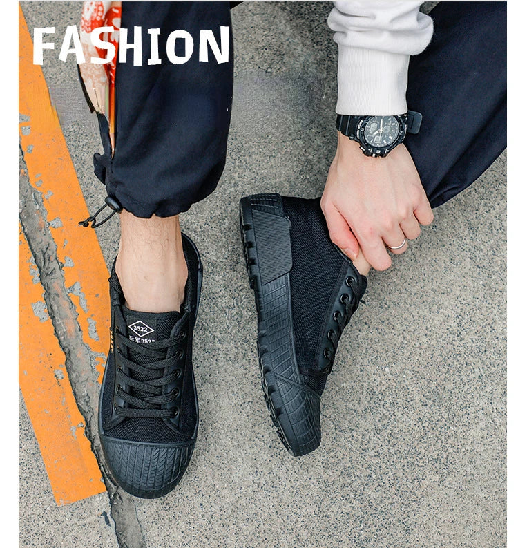 Canvas Sneakers Men Wear-resistant Sport Shoes Men Lace-Up Walking Shoes Climbing Work Tactical Sneakers Mens Casual Shoes