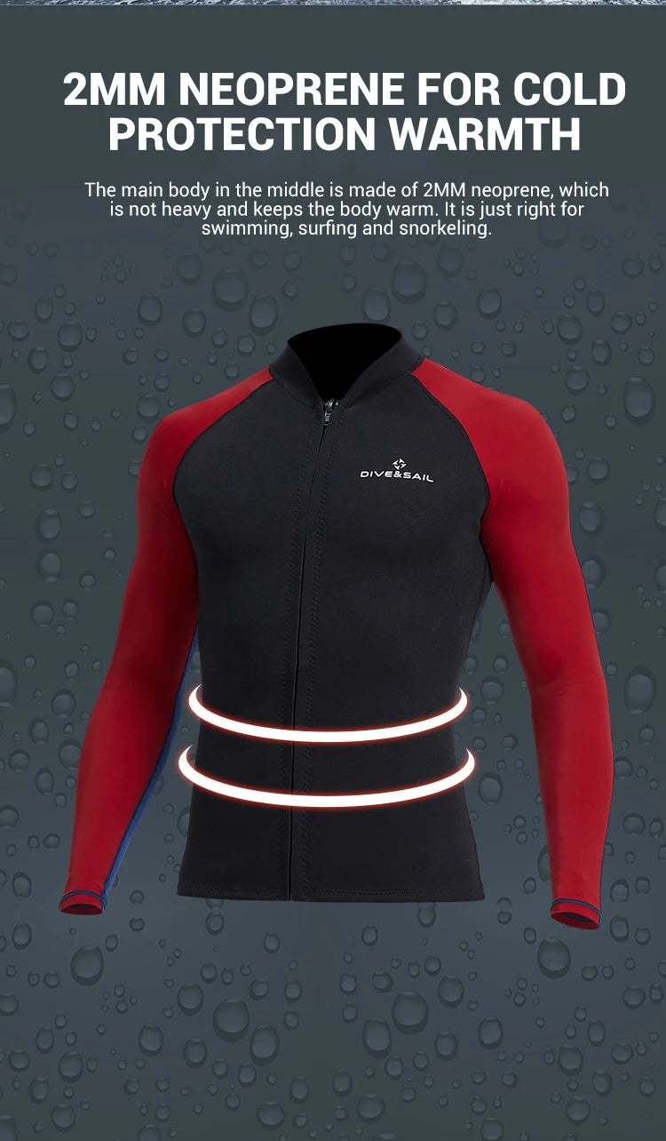 Neoprene 3MM 2MM Men Women Wetsuit Jacket Scuba Diving Suit Surf Snorkeling Underwater Spearfishing Fishing Kitesurf Equipment