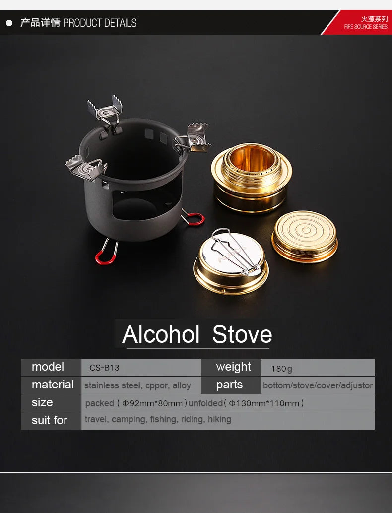 ALOCS B13/K04 Outdoor Camping Alcohol Burn Stove with Stand Folding Picnic Outdoor Stove Camping Cookware with Kettle