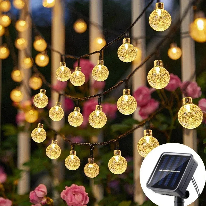 1pc Solar Crystal Ball Fairy String Lights 5M20L Outdoor Waterproof Christmas Decoration Camping Fairy Garland Garden Party