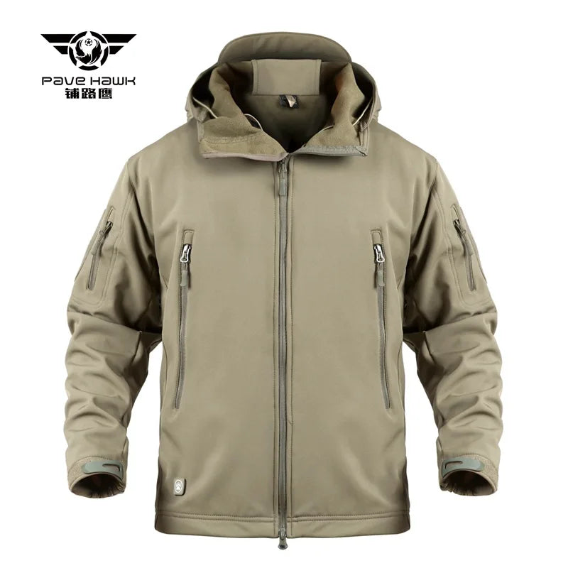 Outdoor Army Fans Windbreaker Increase Warm Shark Soft Shell Storm Suit Plus Velvet Mountain Camo Fleece Loose Military Jacket