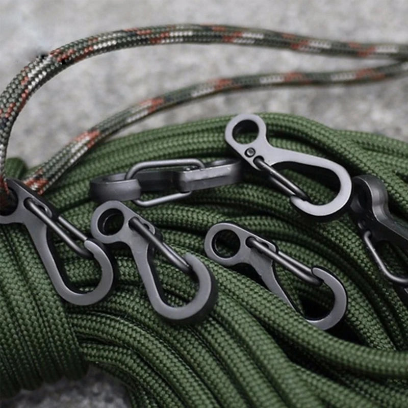 10Pcs/lot Mini Carabiner Paracord Tactical Gear Hooks Key Chain Camping EDC Survival Climbing SF Spring Backpack Clasps Keychain