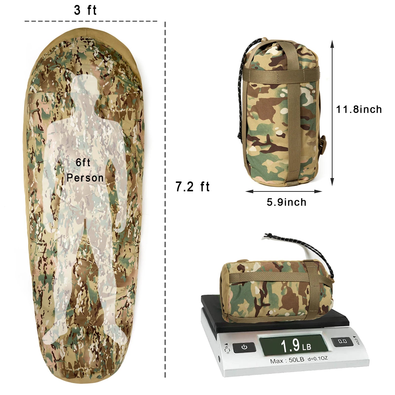 Akmax.cn Bivy Cover Sack for Military Army Modular Sleeping Bags, Multicam Camo/Woodland/UCP