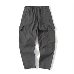 Men Loose Casual Pants Drawstring Foot Overalls Youth Big Pocket Trousers Street Outdoor Camp Hiking Trekking Tooling Clothing