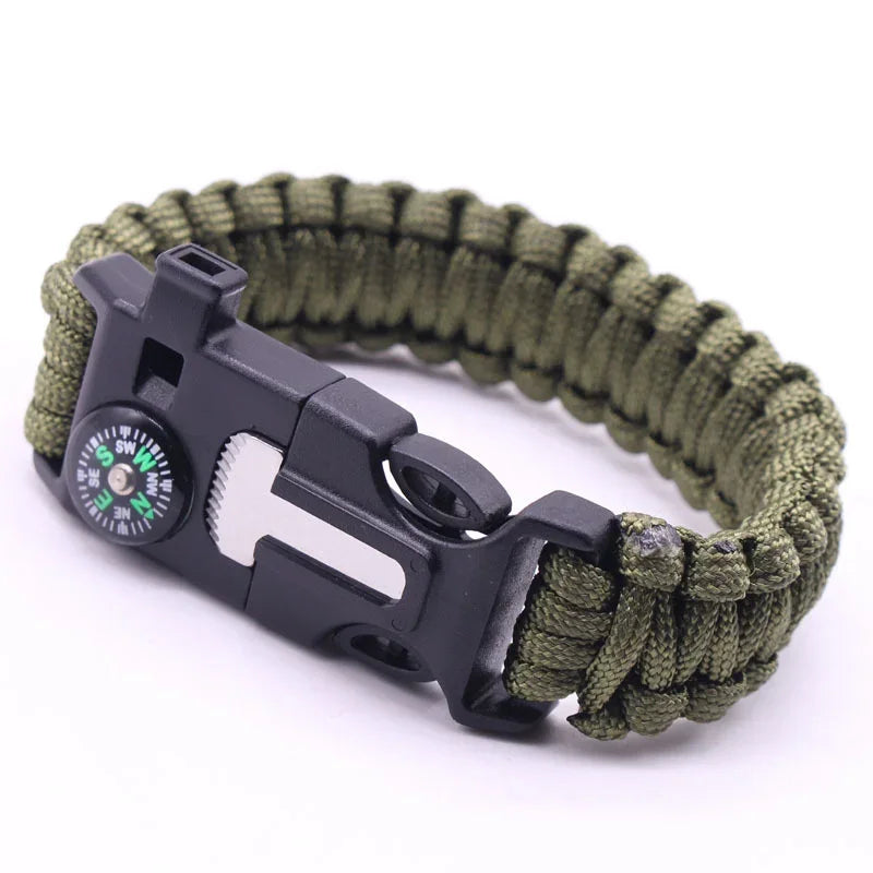 Outdoor Multi-function Survival Bracelet Military Emergency 4mm Paracord Wristband Scraper Whistle Buckle Tools