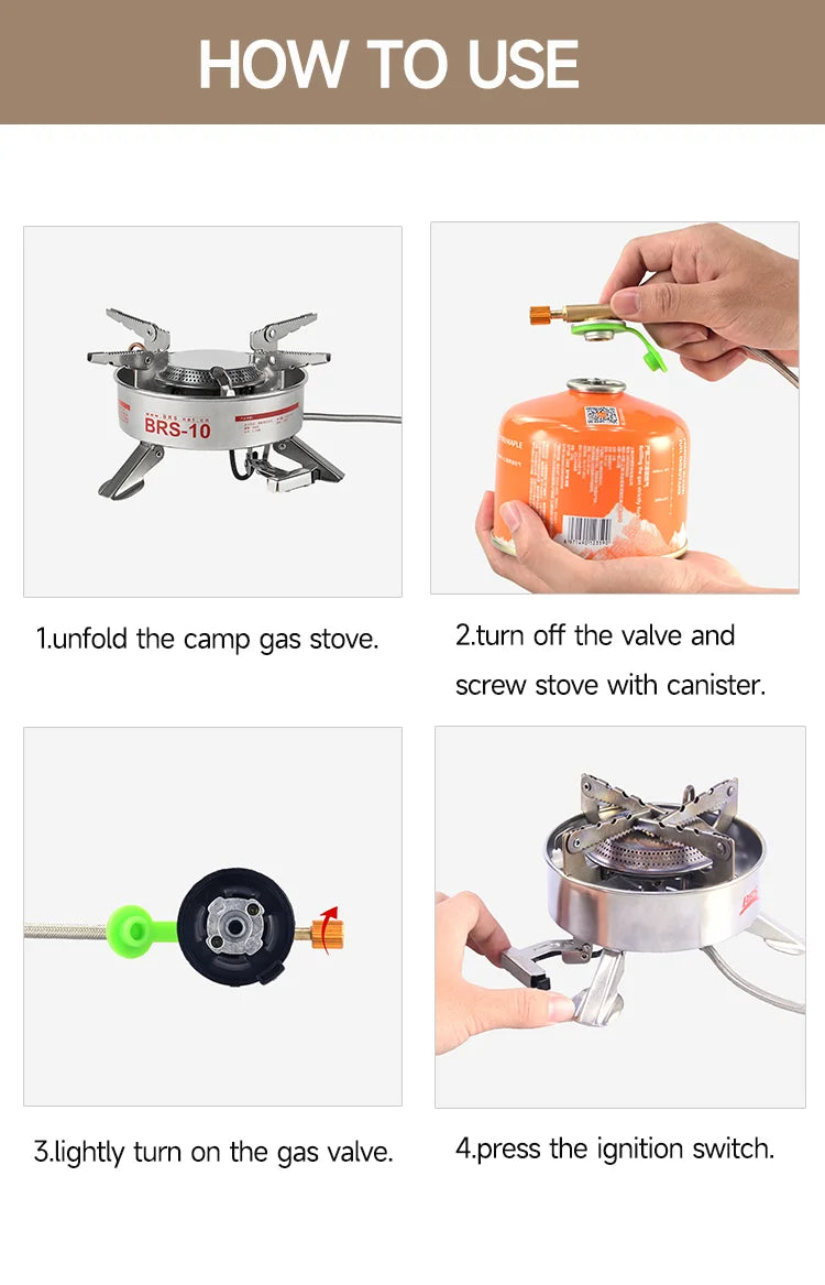 BRS-10 Folding High Power Camping Gas Stove Portable Big Burner Plate Cooker Tourist Burner Cookware Equipment  Furnace