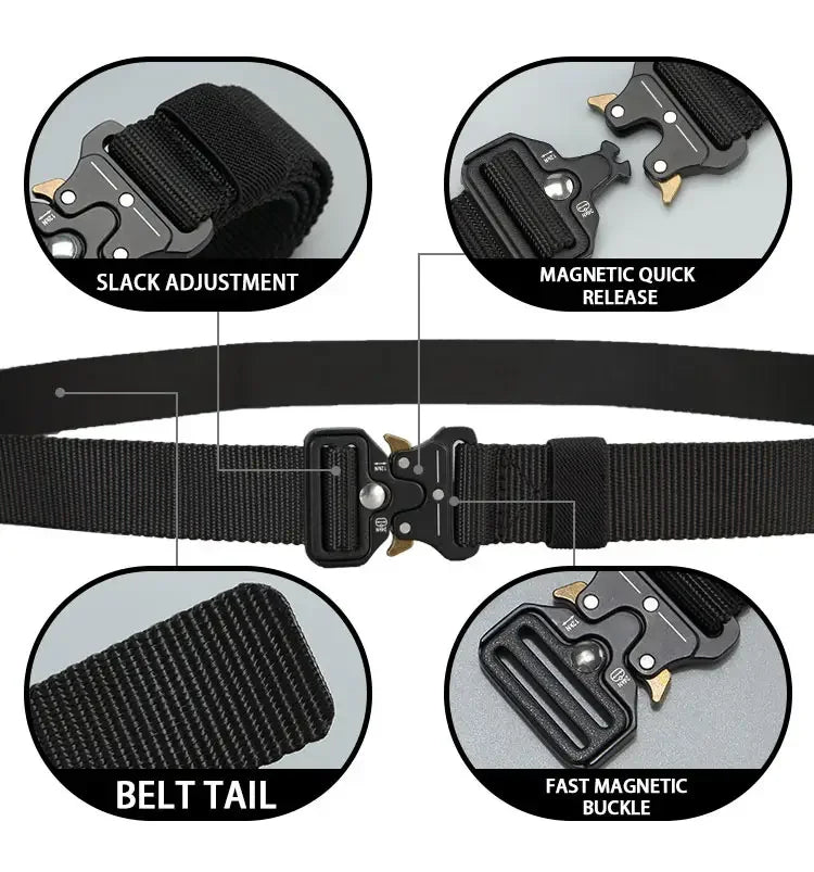 Men's new tactical high weight and wear-resistant alloy buckle nylon waist belt outdoor belt work clothes canvas elastic belt