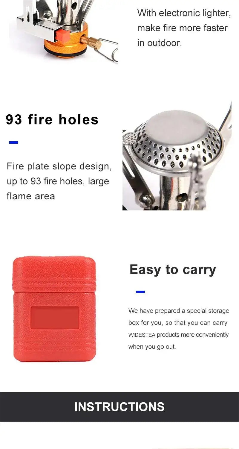 Widesea Camping One-piece Gas Stove Heater Tourist Burner Foldable Outdoor Picnic Kitchen Equipment Supplies Survival Furnace