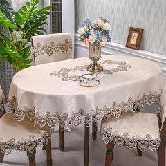 Oval Table Cloth White Embroidered Fold Tea Table Juppe Dining Table Cover Tablecloth Table Home Lace Art Dust Cover Chair Cover