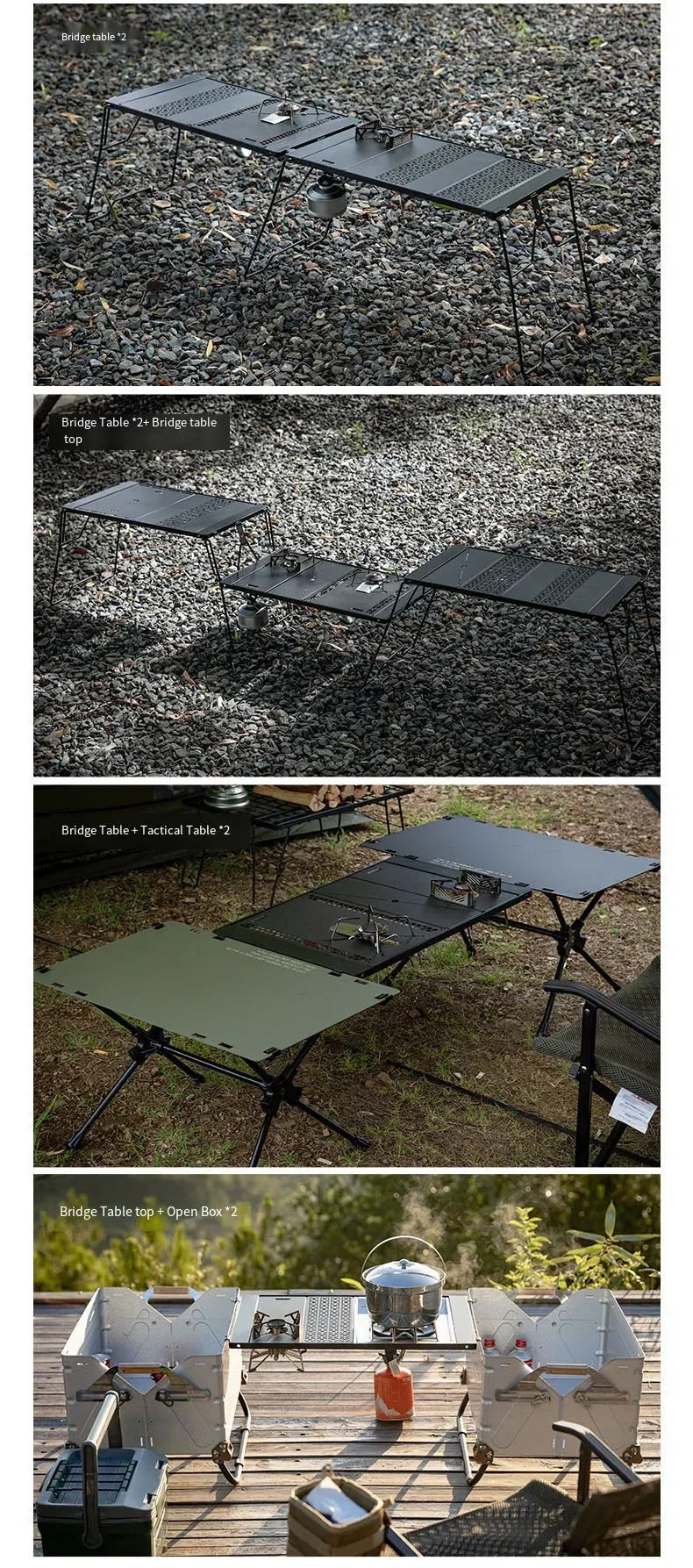 CAMPINGMOON CK-3650 Bridge Table Picnic Set Tactical IGT Table Camping Table Lightweight Portable for  Outdoor Folding Picnic