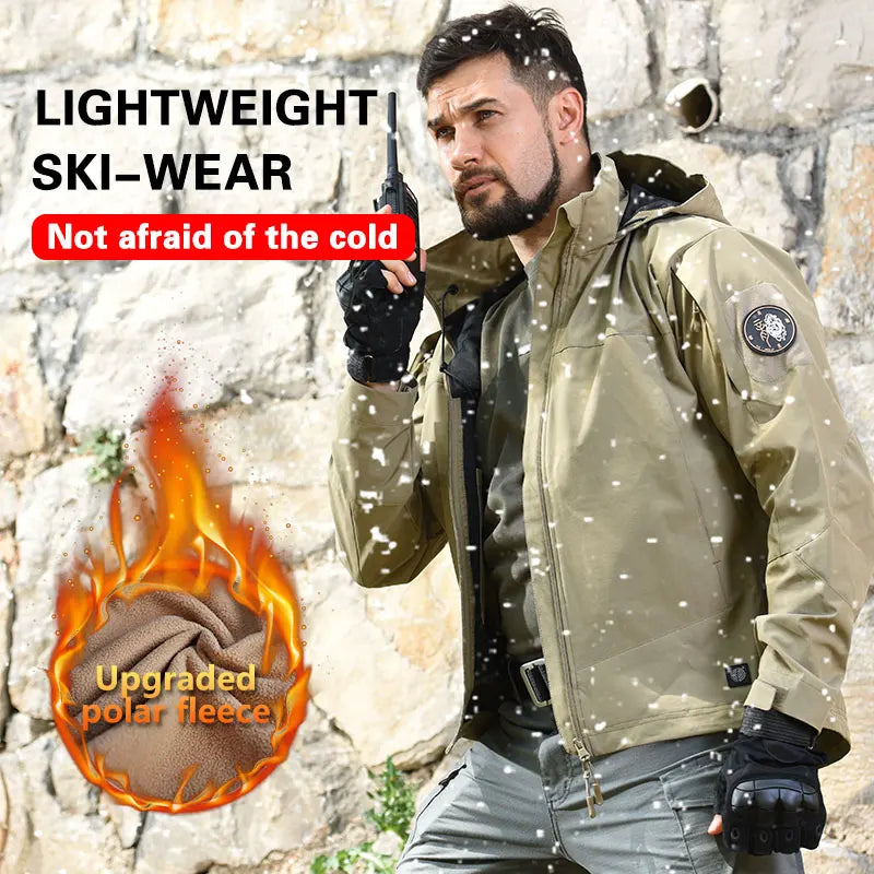 HAN WILD Tactical Jacket Men Soft Fleece Coat Waterproof Camo Jackets Airsoft Men Clothing Outdoor Airsoft  Climbing Windbreaker