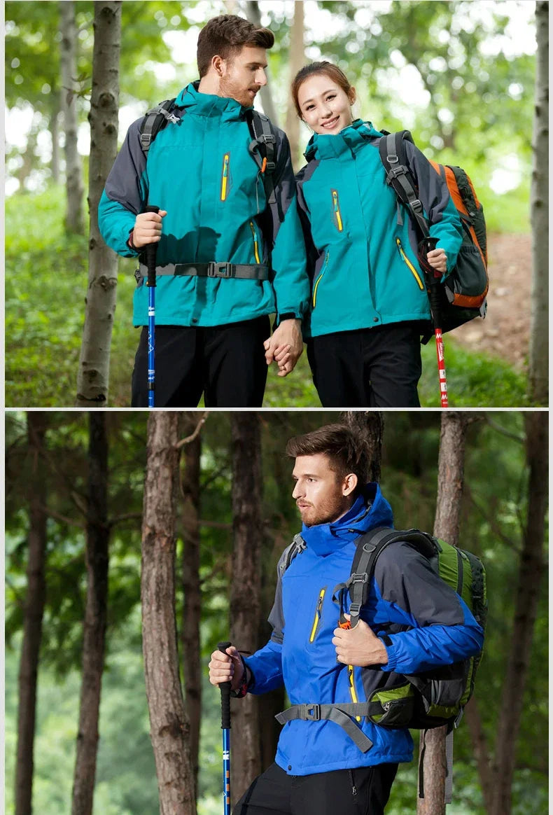 3 In 1 Windproof Waterproof Climbing Clothing Winter Thick Warm Two-Piece Set Men Women Coat Camping Hiking Trekking Jackets