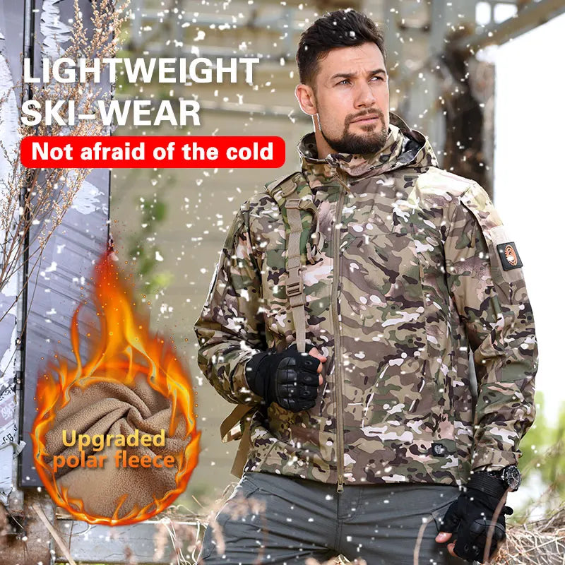 HAN WILD Tactical Jacket Men Soft Fleece Coat Waterproof Camo Jackets Airsoft Men Clothing Outdoor Airsoft  Climbing Windbreaker