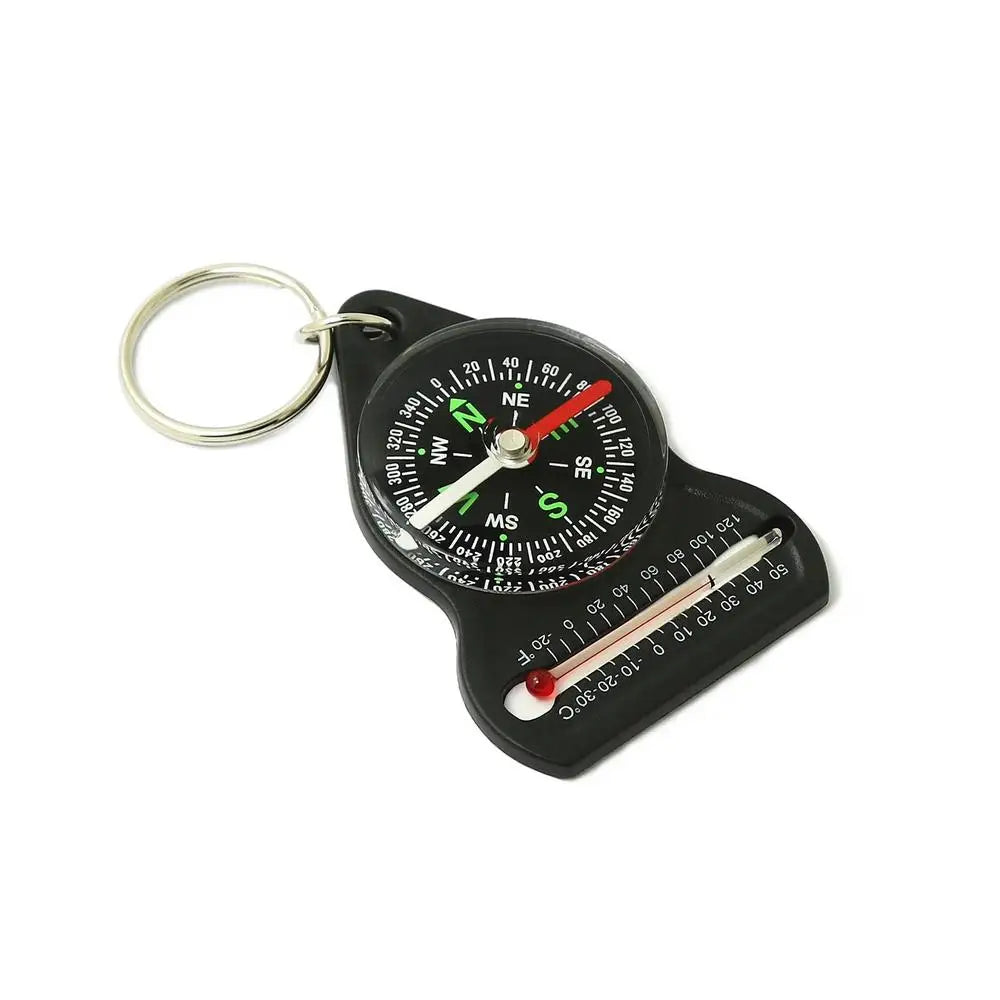 Mini Survival Compass Thermometer Portable Outdoor Camping Hiking Pocket Navigator Adventure Keychain Compass Climbing Equipment