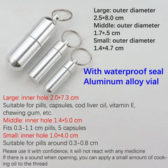 Mini Stainless Steel Sealed Capsule Waterproof Pill Box Camping Firstaid Pendant Travel Outdoor Portable Pill Case