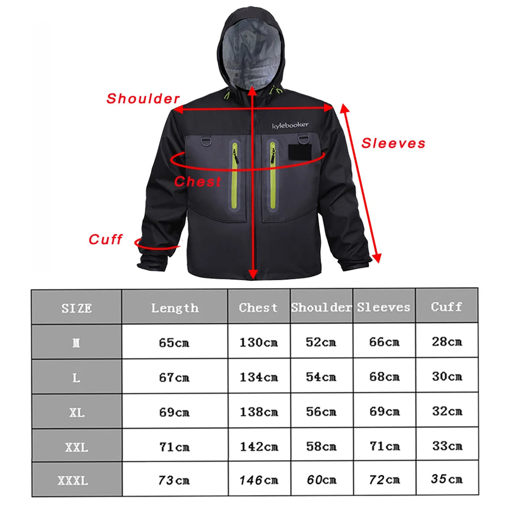 Men's Fly Fishing Wading Jacket Breathable Waterproof Fishing Clothing Wader Jacket Hiking Camping Trekking Hunting Clothes